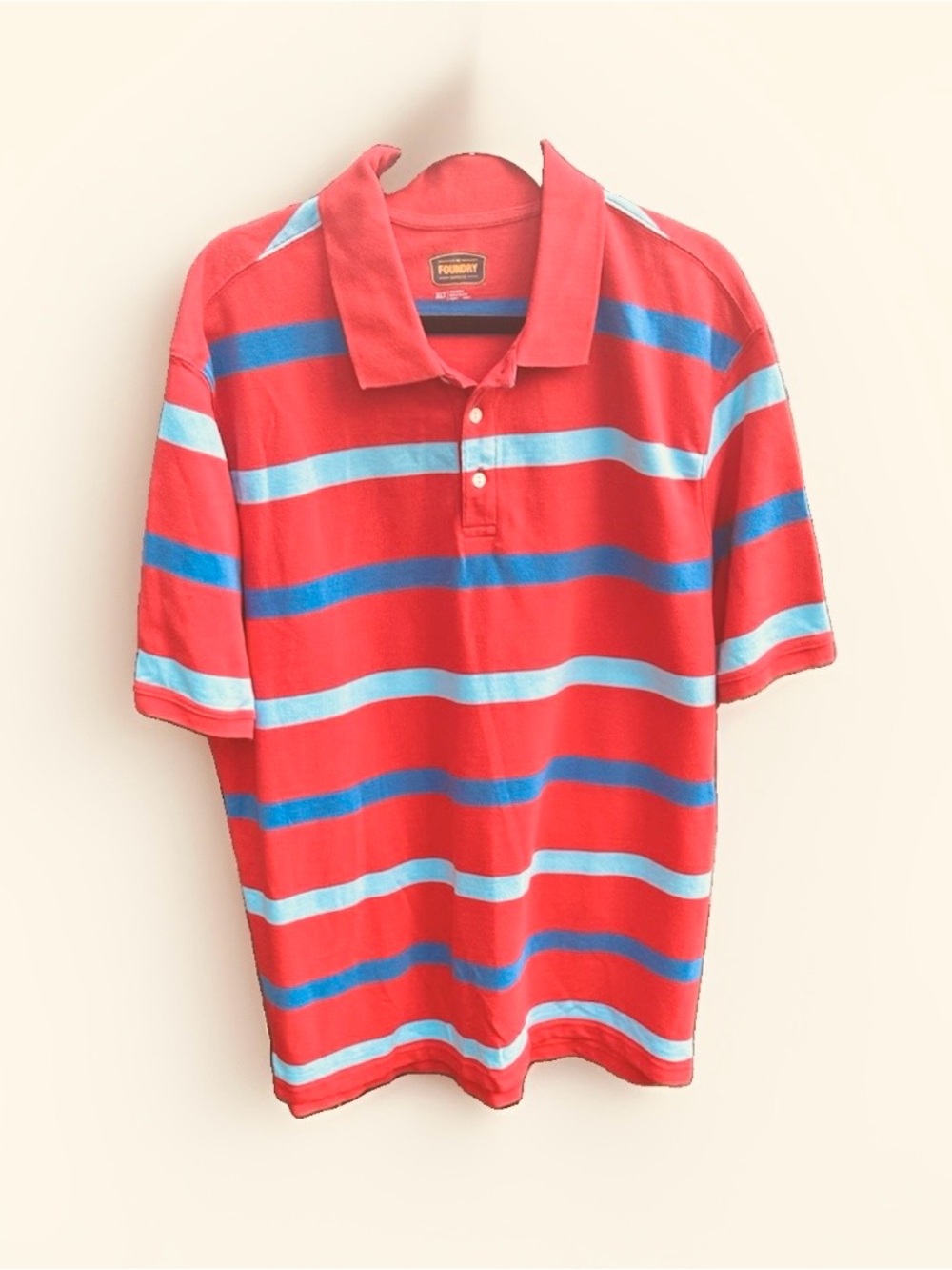 The Foundry Supply Co. Red Polo with Blue Stripe